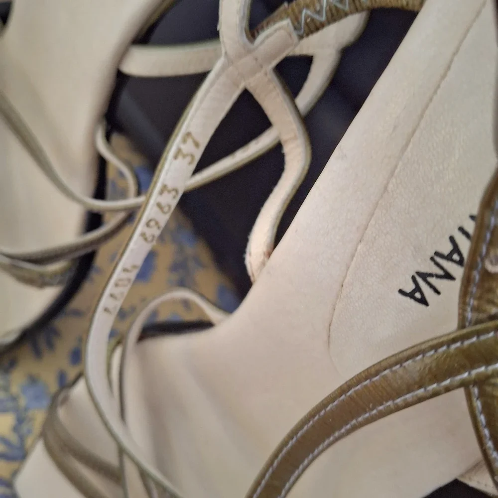 Y2K Vintage Pons Quintana Olive Square Toe Luxury‎ Block Heel Strappy Sandals 37
